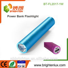 Wholesale Small Pocket Size Aluminum Alloy Emergency USB Charge Power Bank 1w Colorful Cree high power red led flashlight